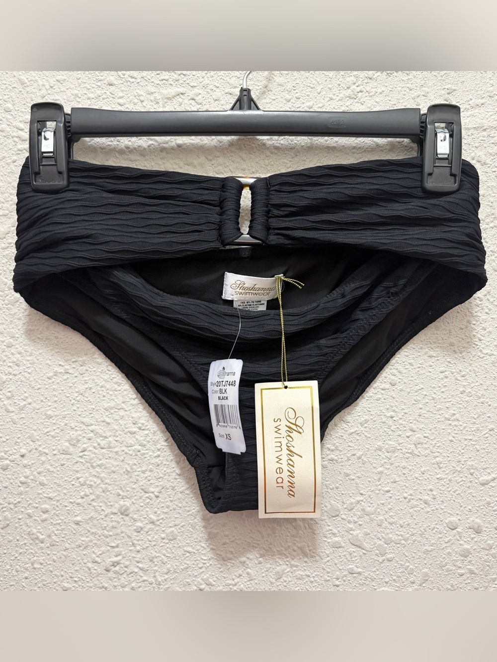 Shoshanna Black Textured Rectangle Ring Center Bikini Bottom Size XS